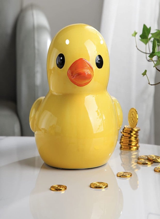 123Arts Yellow Resin Duck Piggy Bank Money Bank Coin Bank Ornament - Image 2